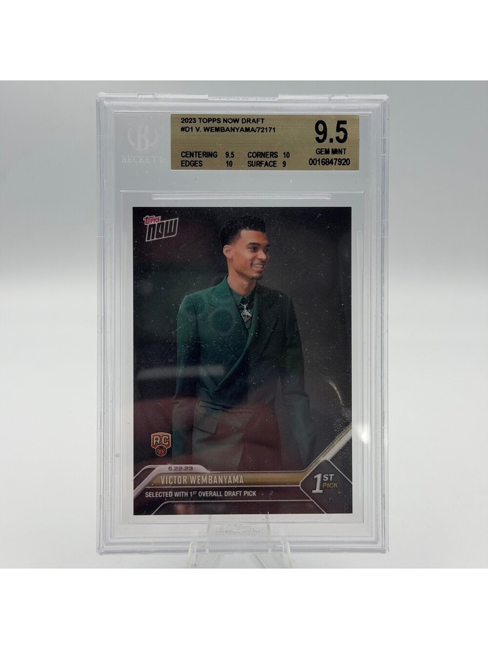 Victor Wembanyama 2023 Topps Now Draft RC 1st Pick BGS 9.5 D-1